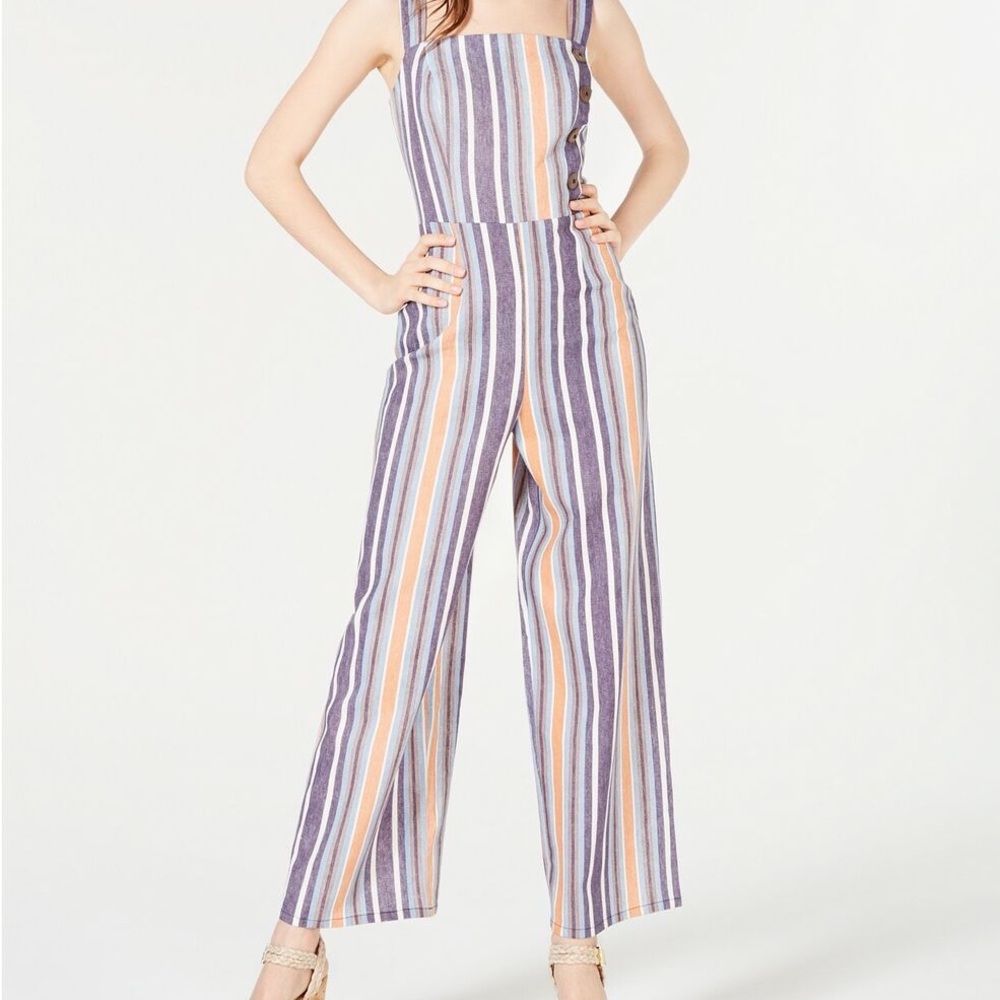 Nordstrom blue and orange wide leg striped jumpsuit